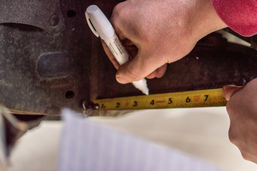 Measuring and Marking Cab Mount Chop on 2nd Gen Tacoma