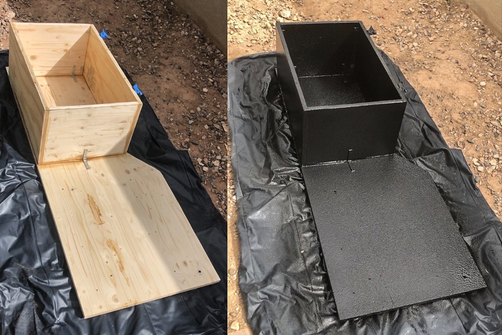 Spraying Custom Truck Bed Storage Module With Bed Liner