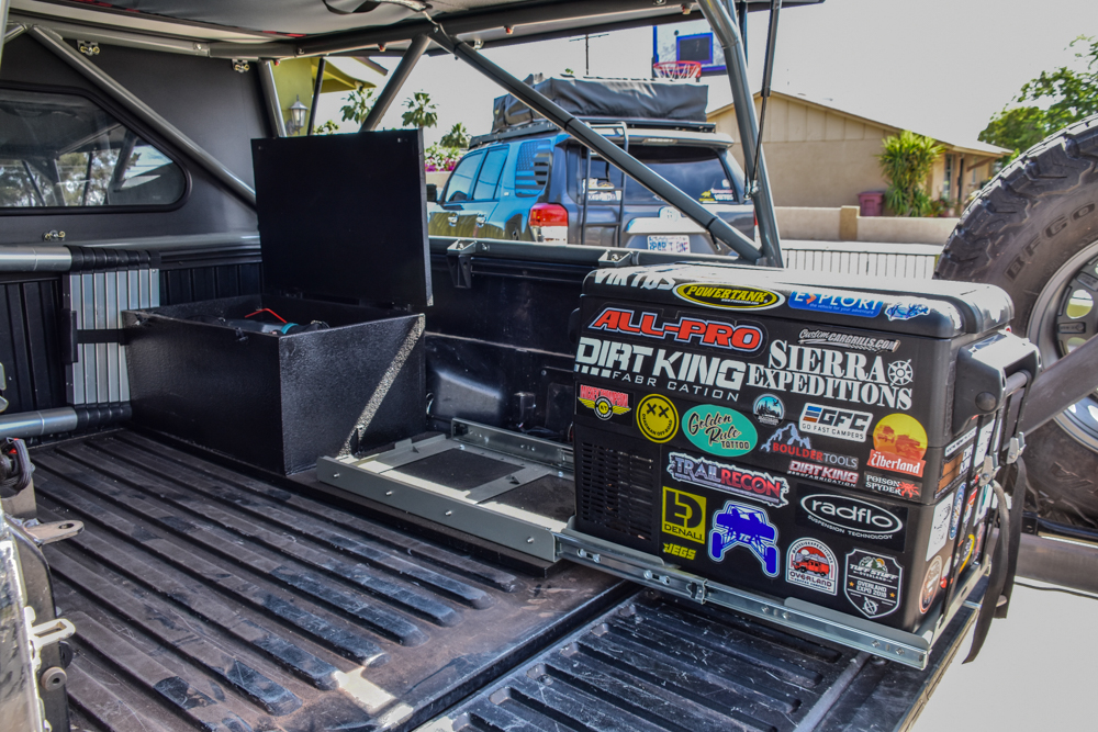 Custom Storage Box With Fridge Slide For Tacoma Bed