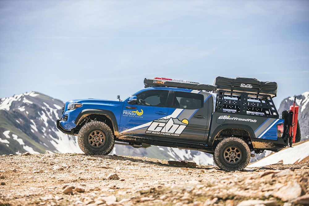 Lifted 3rd Gen Tacoma with CBI Overland Bed Rack & CVT Tent