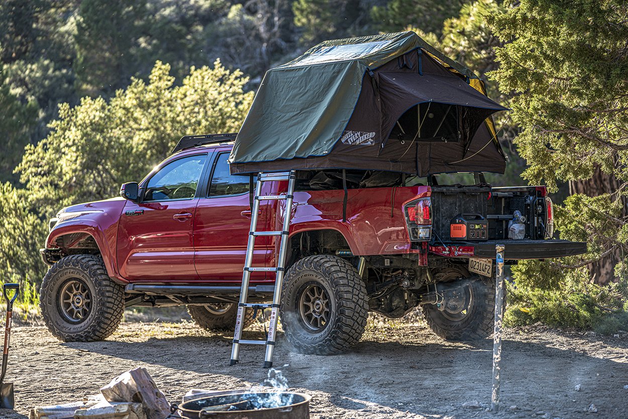 Lifted 3rd Gen Tacoma with Roof Top Tent and 35 Inch Tires