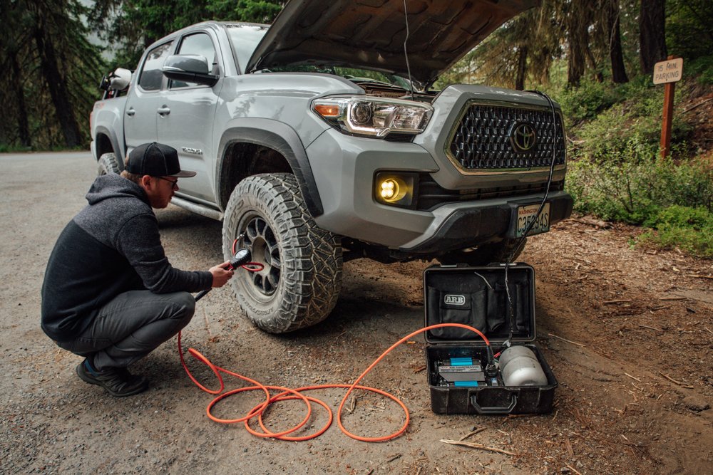 ARB Twin Motor Portable Air Compressor - Airing Up Tires on 3rd Gen Tacoma