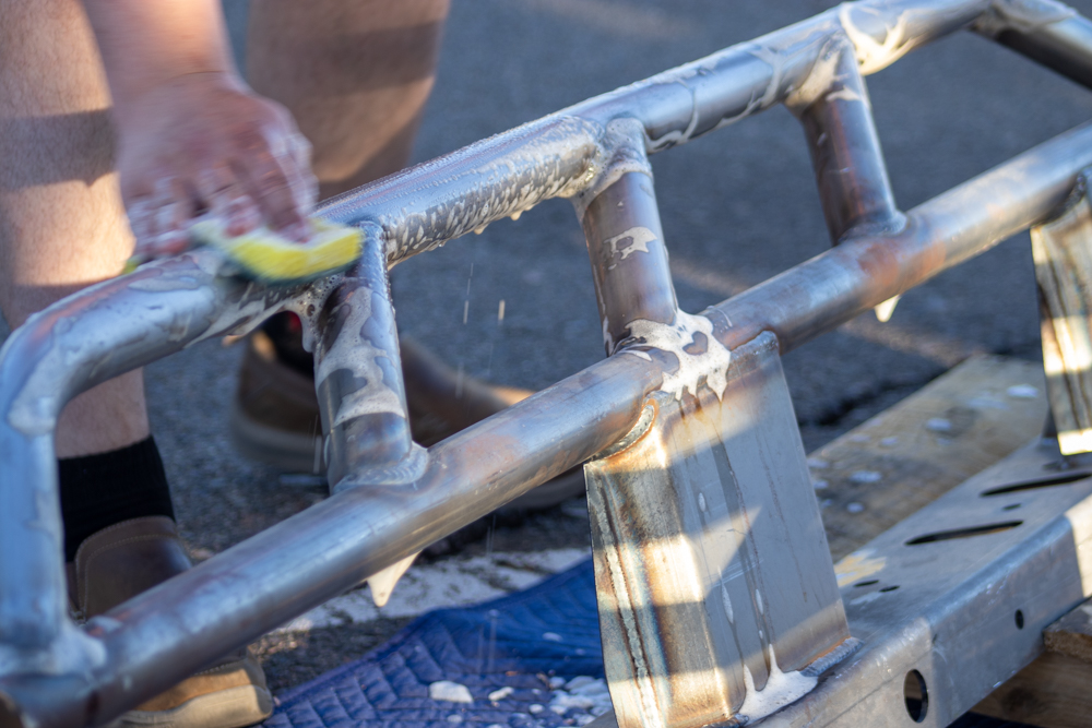 Cleaning Bare Metal Raw Steel Rock Sliders before Primer & Paint