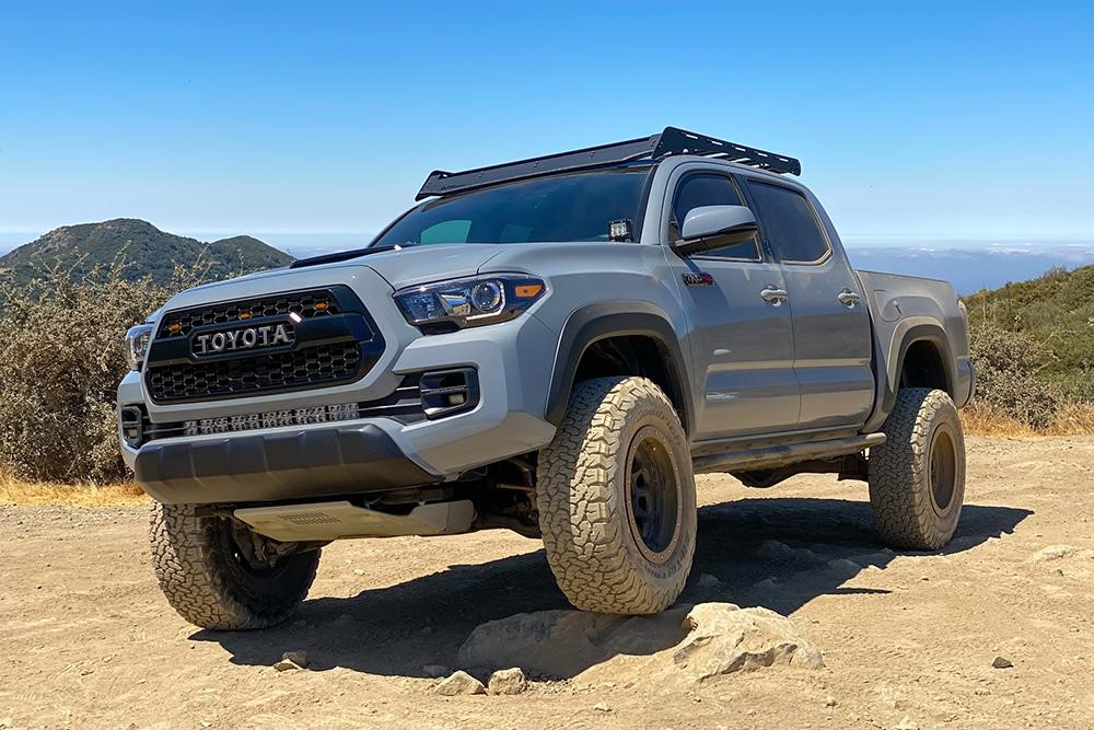 Lifted Cement TRD Pro 3rd Gen Tacoma with Wescott Designs Lift Kit and Stealth Custom Series Wheels