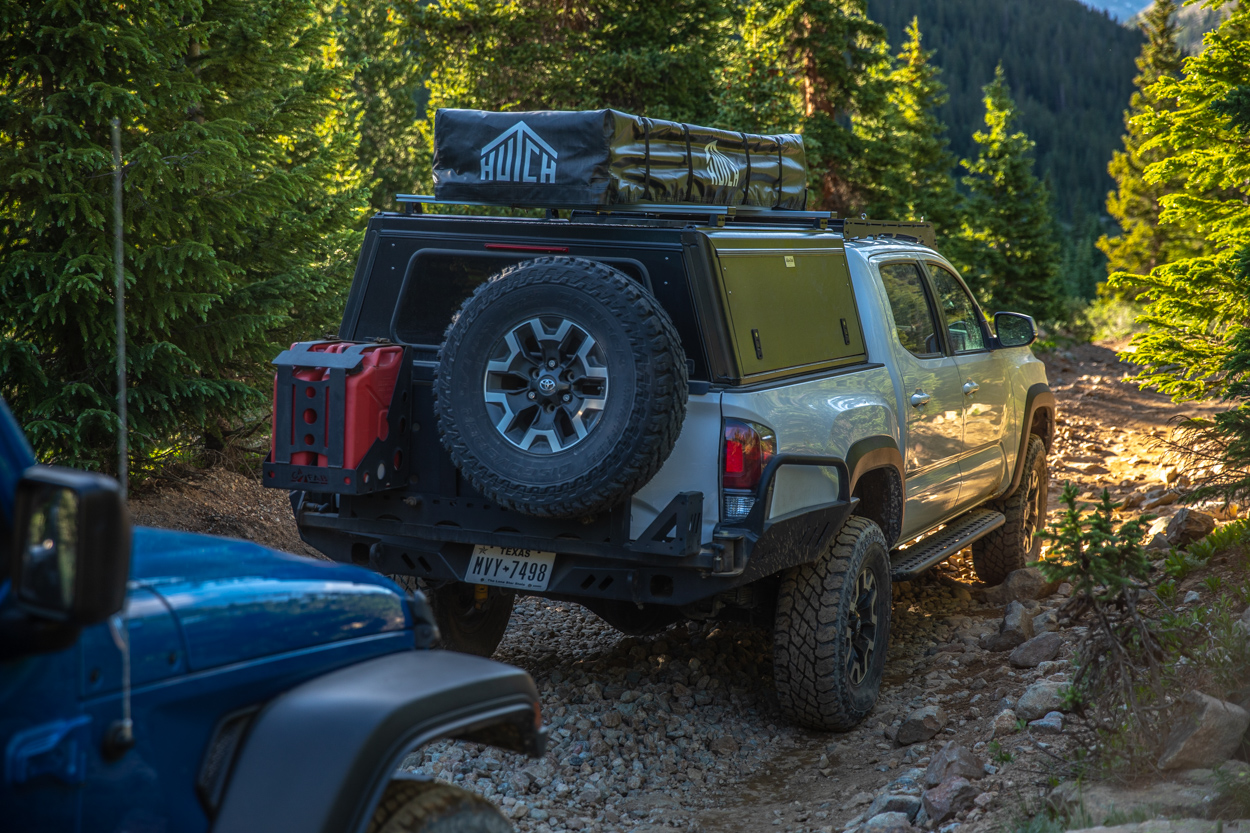 Lifted 3rd Gen Tacoma with AluCab Explorer Canopy on Red Cone Pass in Colorado