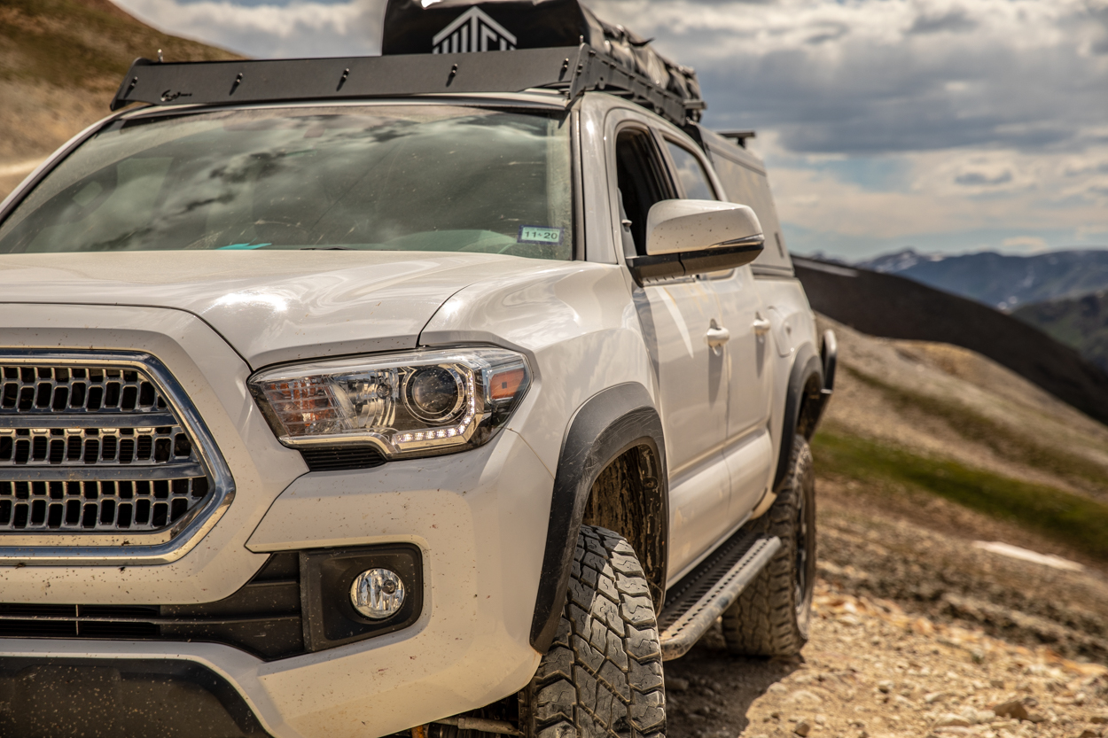 Super White 3rd Gen Tacoma on Engineer's Pass in Southwest Colorado