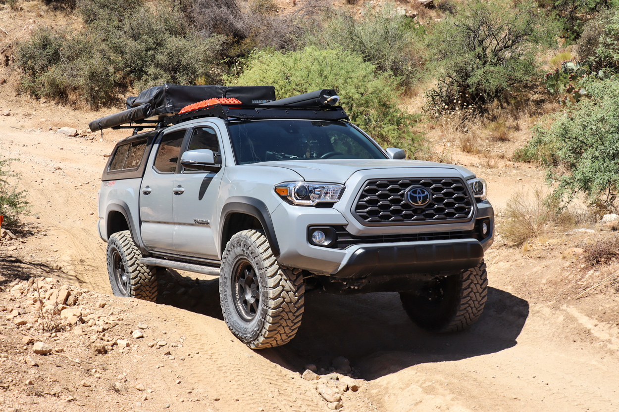 Lifted 3rd Gen Tacoma with 35x12.5R17 Toyo Mud Terrains on Method Wheels Trail 701 Series