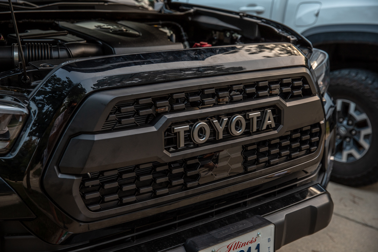 Midnight Black Metallic 3rd Gen Tacoma with TRD Pro Grille & LED Raptor Lights