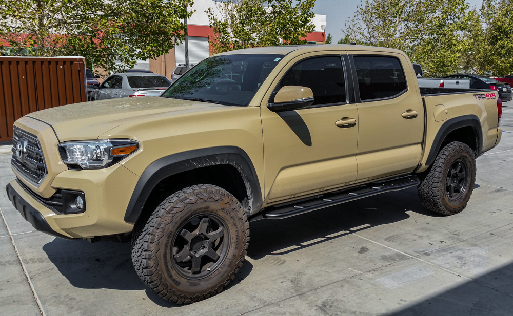 White Knuckle Offroad Bolt-On Steel Rock Sliders on Quicksand 3rd Gen Tacoma