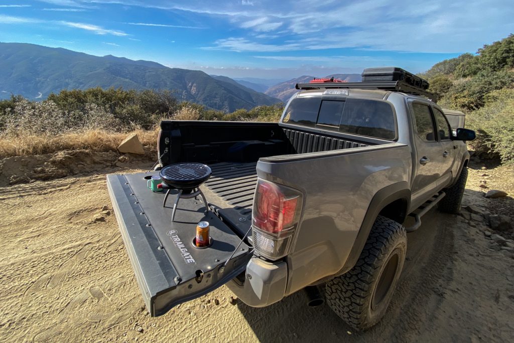 Lifted Cement TRD Pro 3rd Gen Tacoma with AL OffRoad Trailgate Panel