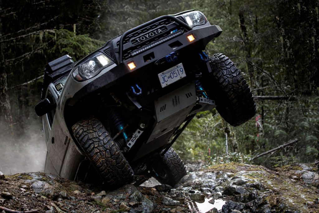 Silver Streak Mica 2nd Gen Toyota Tacoma with Coastal Off-Road Front Bumper & King Coilover Shocks