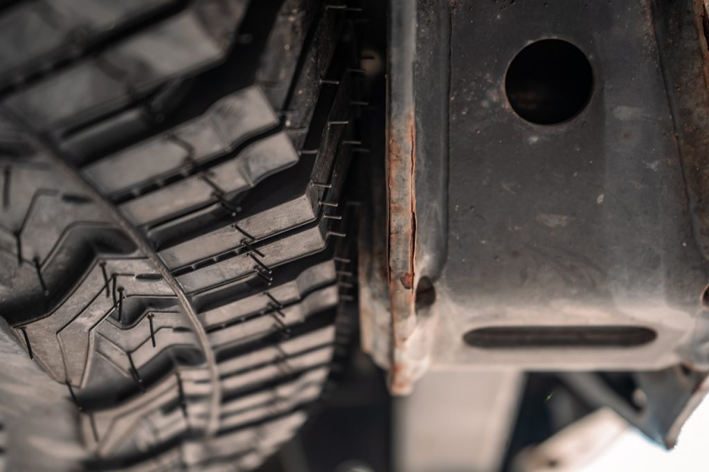 33" Tire in Factory Spare Location on 2nd Gen Tacoma - Hitch Receiver Clearance