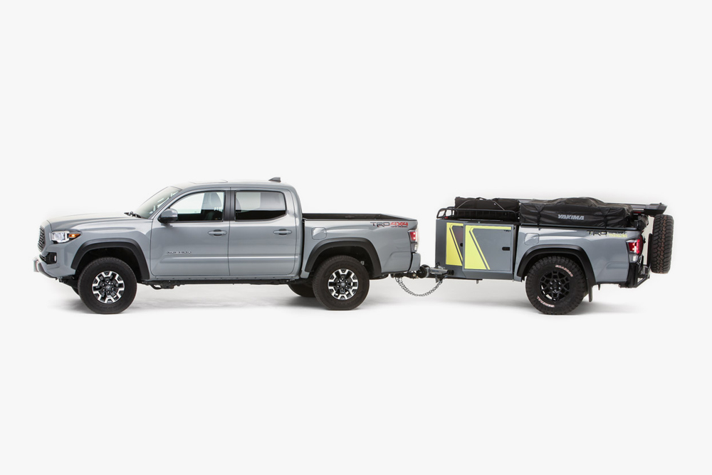 Cement 3rd Gen Tacoma with TRD Sport Trailer from SEMA 2020