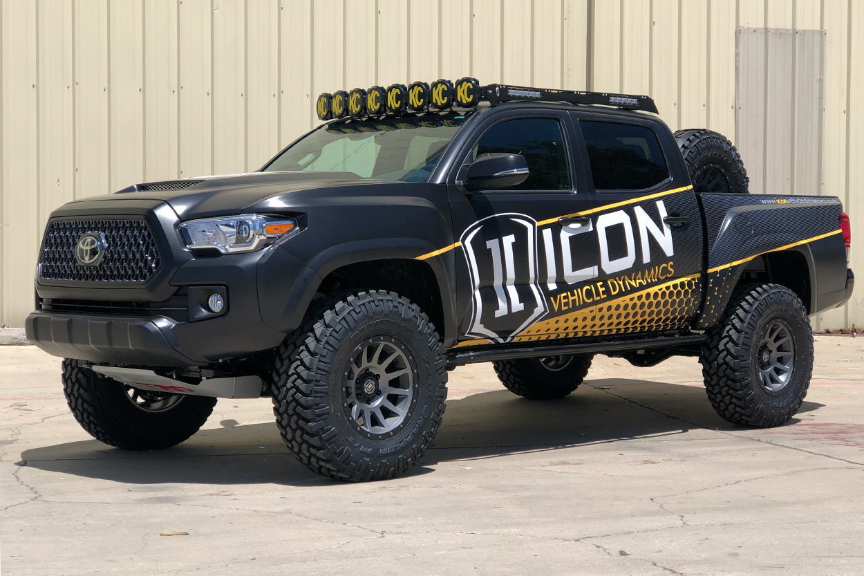 Lifted 3rd Gen Tacoma with KC HiLites M-Rack & Gravity LED Bar & Icon Alloys Wheels
