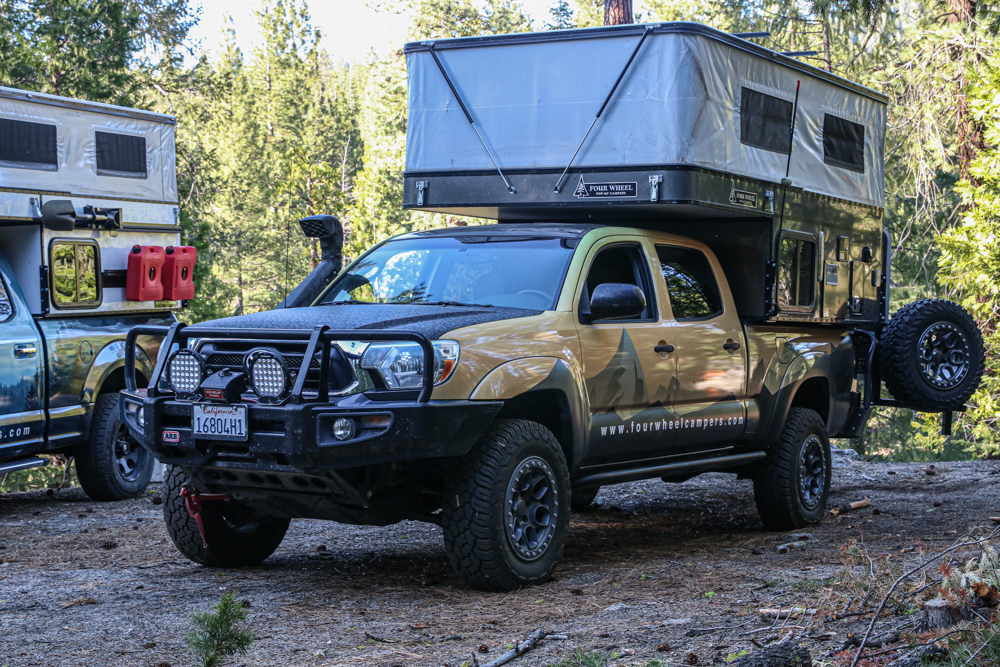 Lifted 2nd Gen Tacoma with Four Wheel Pop-Up Camper & ARB Front Bumper