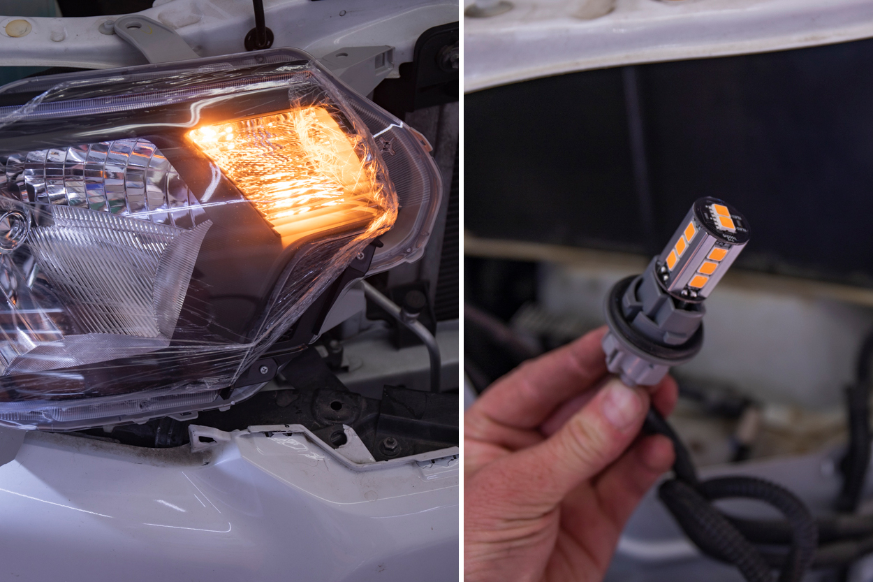 Install 744A LED Turn Signal Bulbs