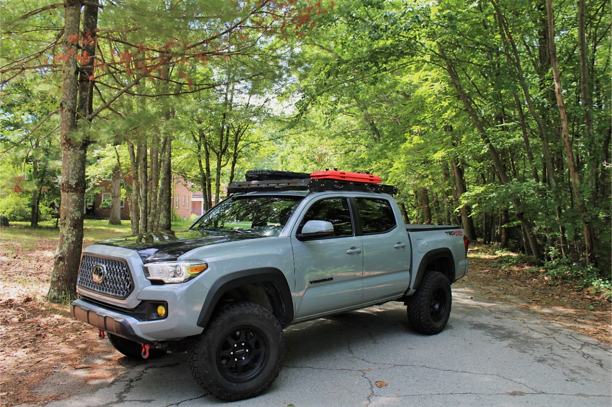 Lifted 3rd Gen Tacoma with upTOP Overland Roof Rack & BFG AT T/A KO2 Tires