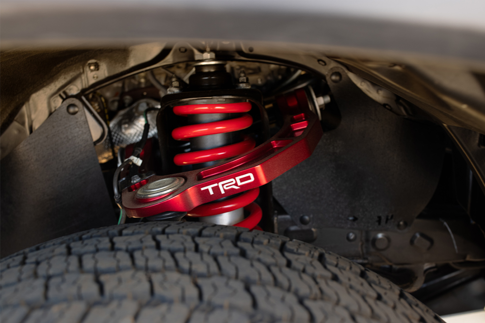 TRD Pro FOX Internal Bypass Shocks/Coilovers with New TRD Forged Aluminum Upper Control Arms (UCAs)