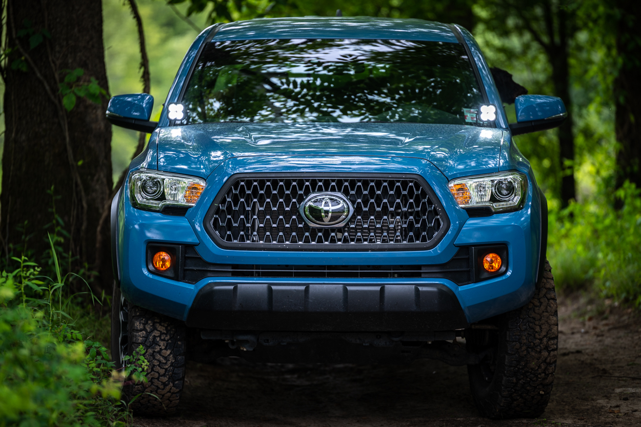 Cavalry Blue 3rd Gen Tacoma with Lamin-X Orange Fog Light Film & Lasfit LED Light Pods