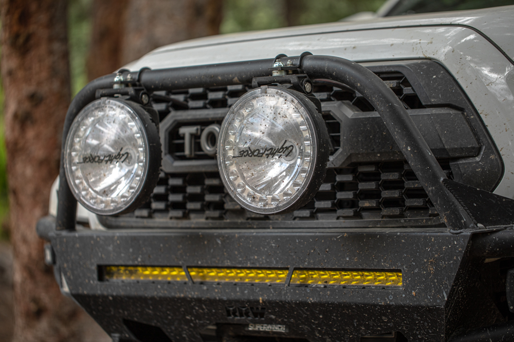 Lightforce HTX2s & Nightfall LED Bar on RRW Front Bumper on Toyota Tacoma