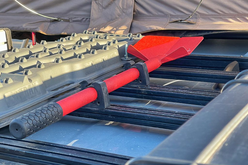 Agency 6 Long Shovel Mounted on Roof Rack