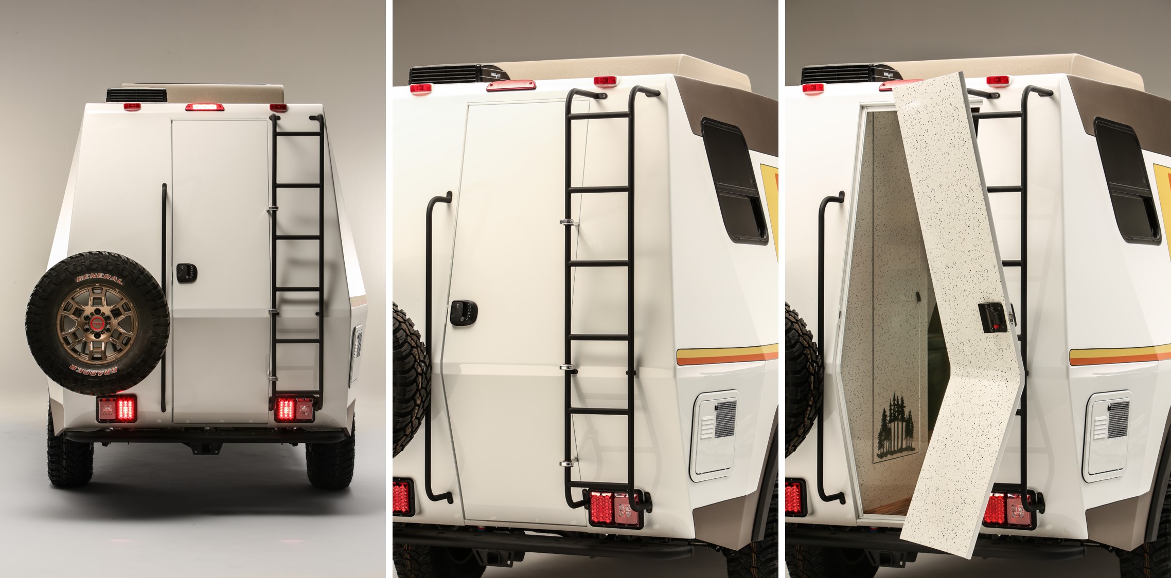 TacoZilla Aerodynamic Rear Camper Door, Ladder & Spare Tire