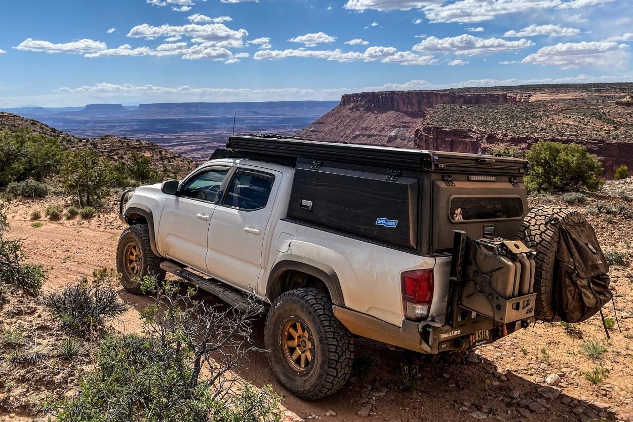 Super White TRD Sport Tacoma TRD Sport with Black Super Pacific X1 Camper & SCS Wheels