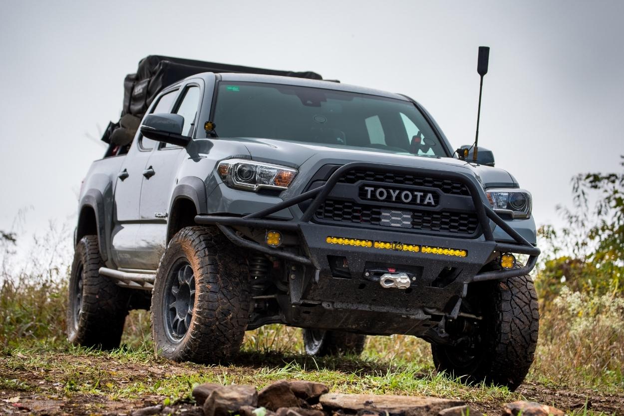 C4 Fabrication Hybrid Bumper on 3rd gen Tacoma with weBoost Cell Signal Booster & Baja LED Lights