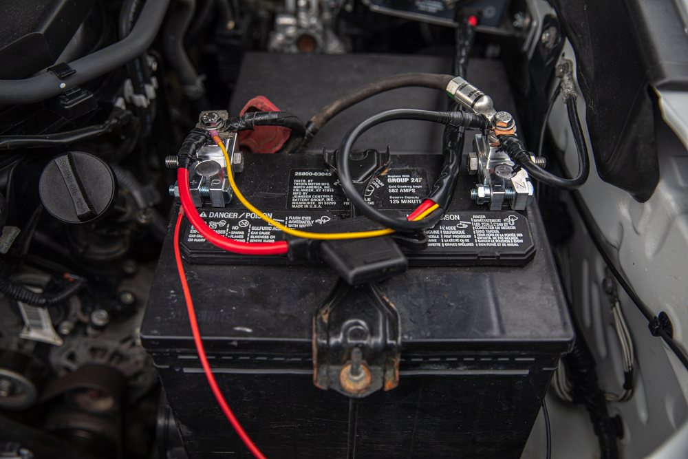 Trigger Controller Wired To OEM Tacoma Battery With SDHQ Battery Terminals