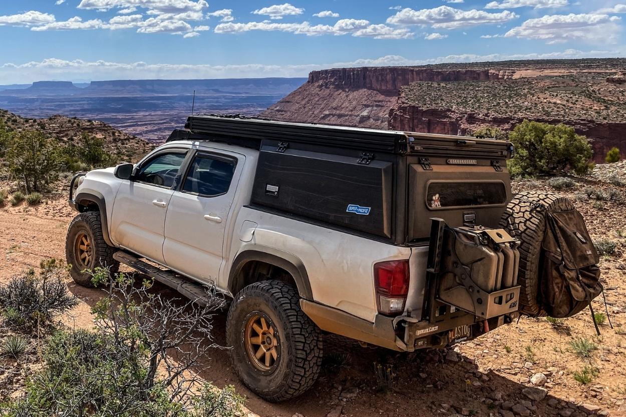 White 3rd Gen Tacoma with CBI Off-Road Fab Rear Bumper with Swing Out