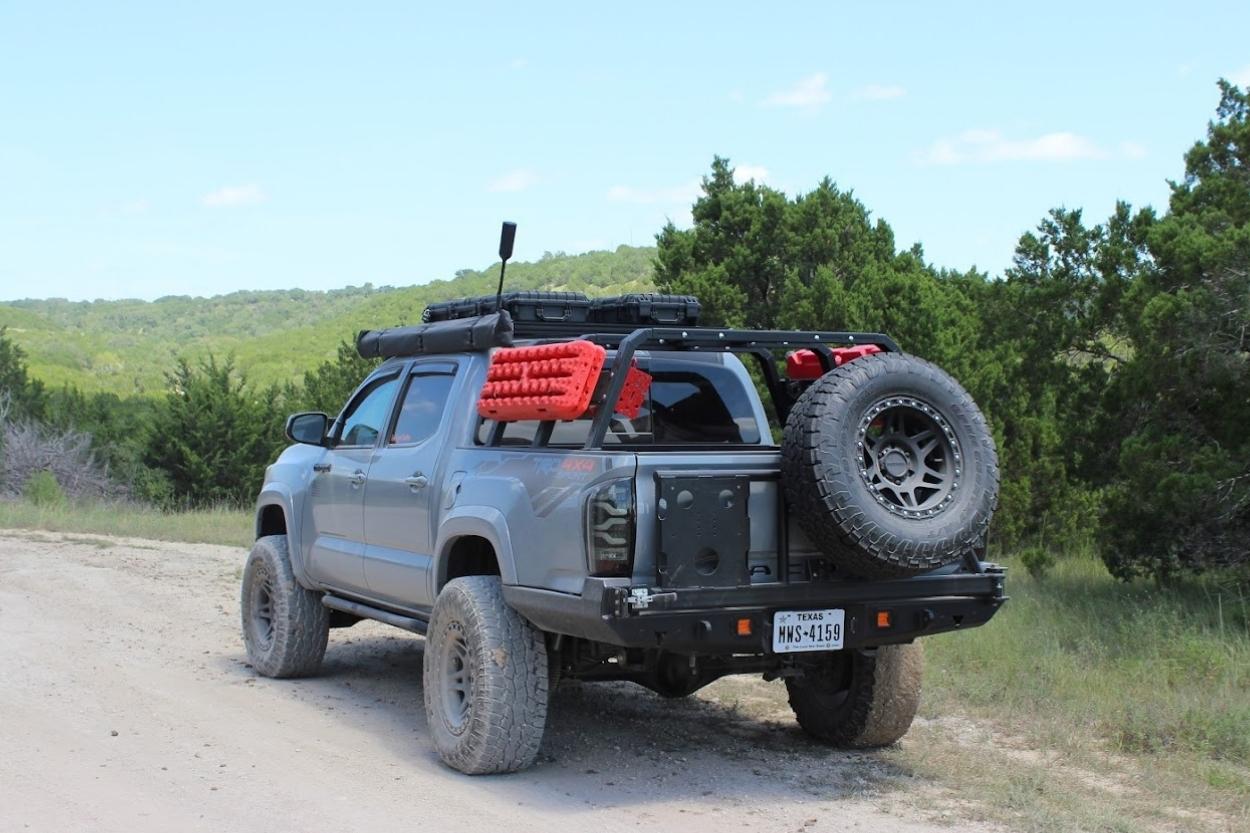 3rd Gen Tacoma with At The Helm Fabrication Rear Bumper with Swing Out