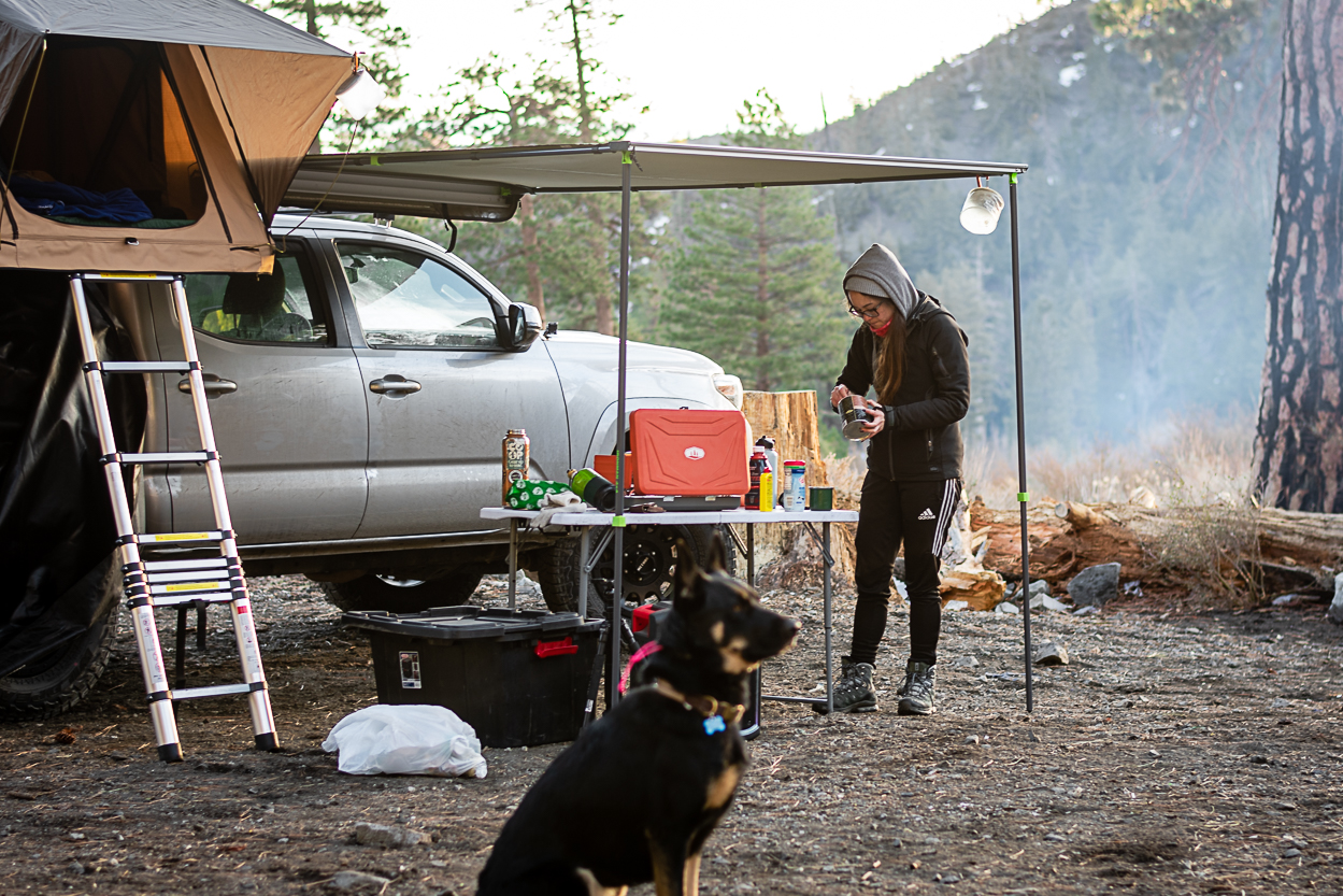 Ironman 4x4 America 6.5' Instant Awning Mounted to DIY Roof Rack on Toyota Tacoma