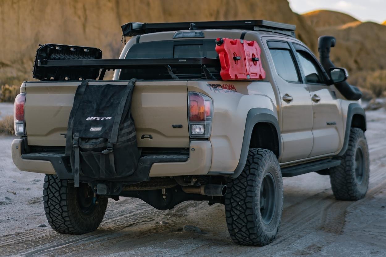 Lifted Quicksand 3rd Gen Tacoma with Front Runner Bed Rack