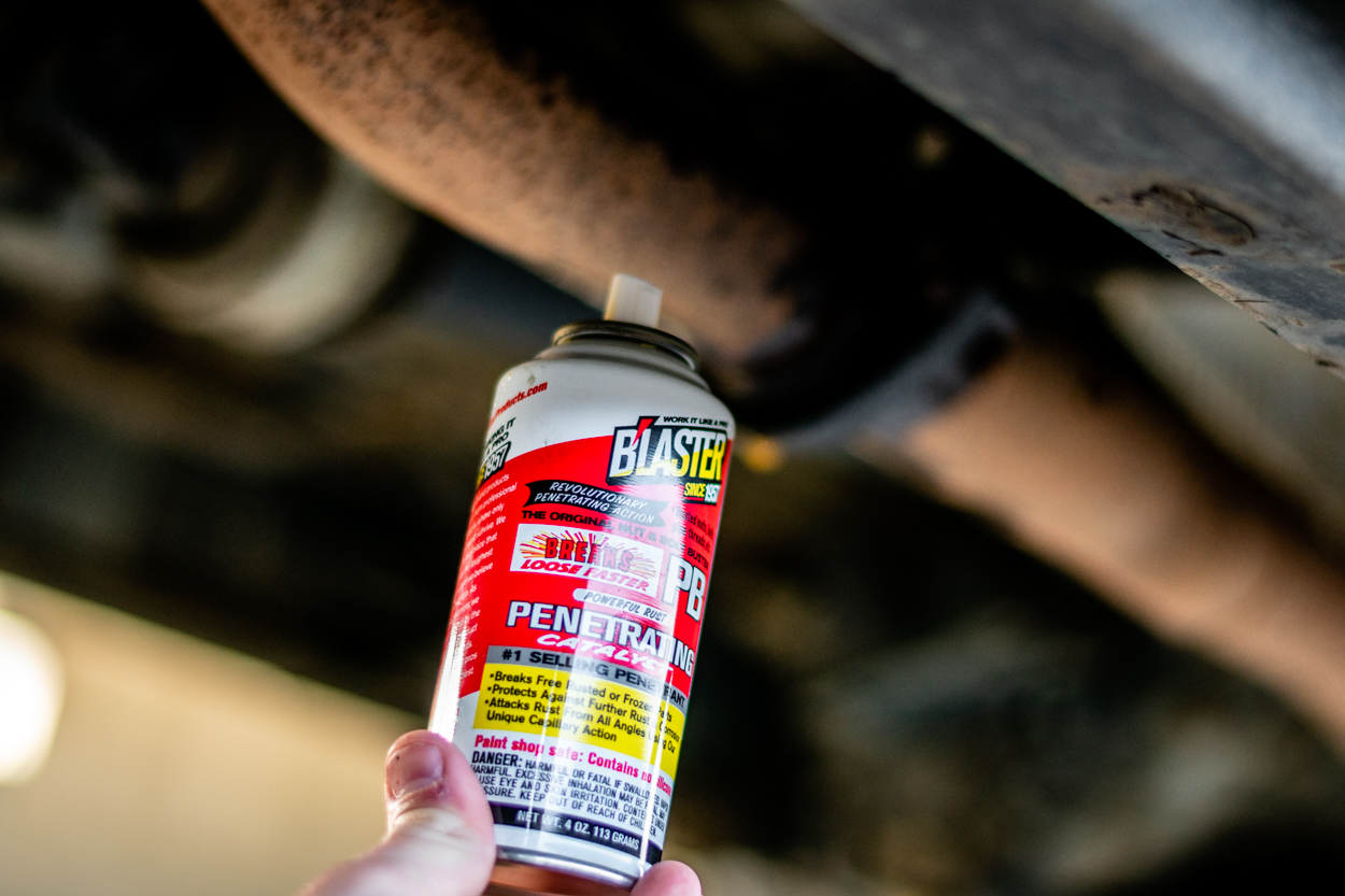 Using PB Blaster on Exhaust Bolts to Remove OEM Exhaust on 3rd Gen Toyota Tacoma