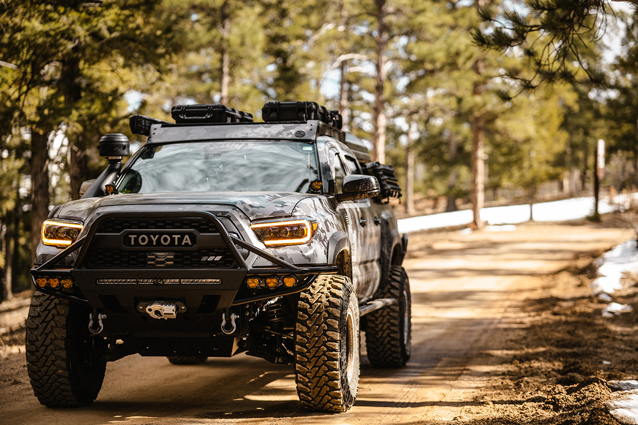 Lifted 3rd gen Tacoma with Morimoto 4Banger LED Lights & C4 Hybrid Front Bumper 