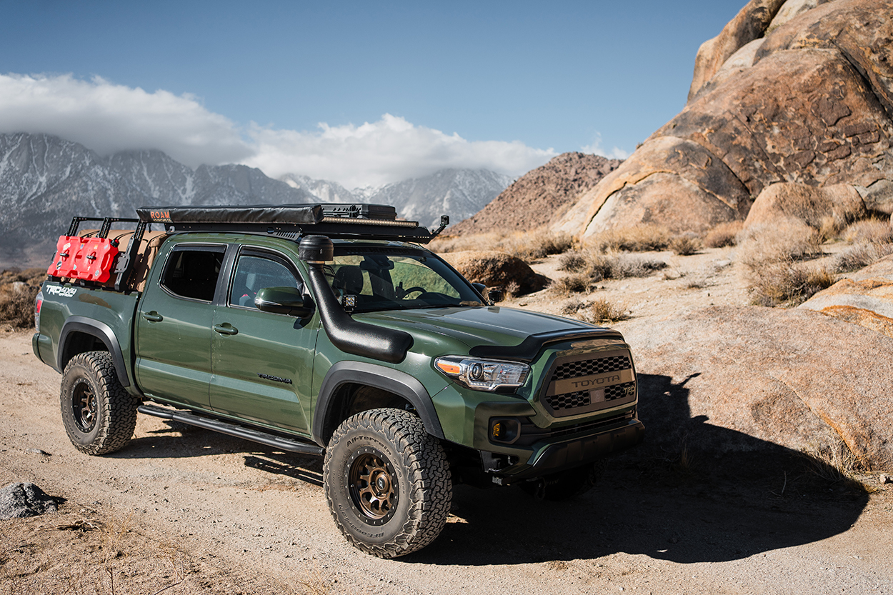 Army Green Toyota Tacoma with Rigid Industries Ditch Lights, Snorkel & SCS Wheels