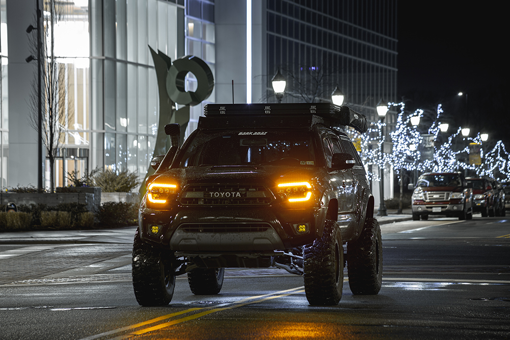 2nd Gen Midnight Black Tacoma with Century Truck Cap Camper Shell Outertents Slimline RTT