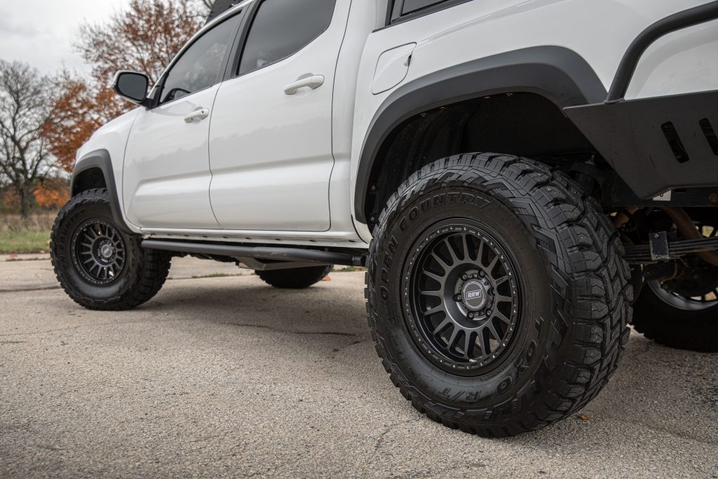 White Toyota Tacoma Lifted Chrome Rims