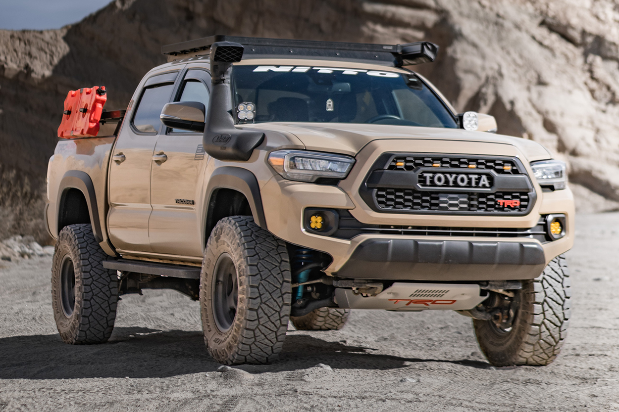 Nitto Ridge Grapplers on Quicksand Toyota Tacoma with TRD Pro Grille & TRD Pro Skid Plate