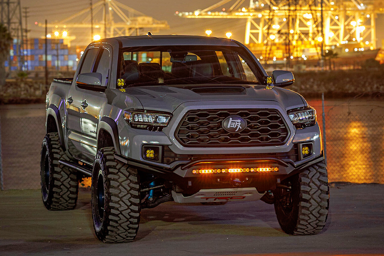 Cement 3rd Gen Tacoma with Saints Off-Road Alpha Front Bumper