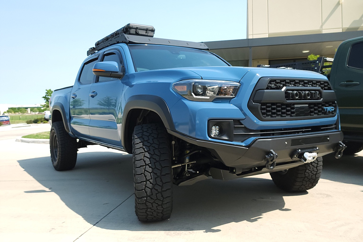 Cavalry Blue 3rd Gen Tacoma with Southern Style Offroad Slimline Bumper & Stage 2 High Clearance Wings