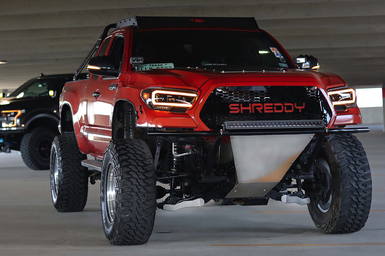 Red PreRunner Toyota Tacoma With Bailey Fabrication Custom Bumper