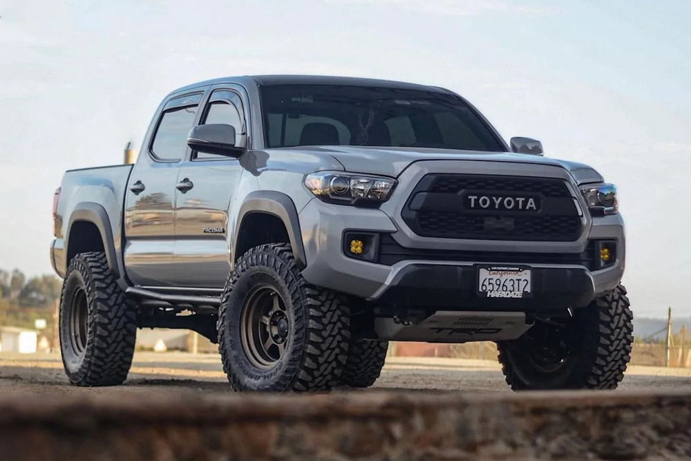 YotaVerse TRD Pro Style Grille on Cement Grey Lifted 3rd Gen Tacoma