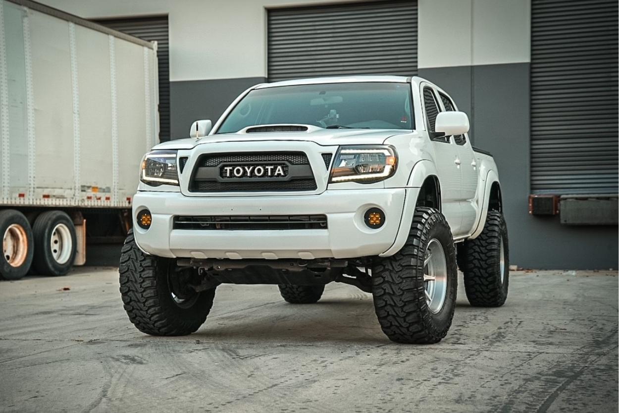 2nd Gen Tacoma With Raw Aluminum Wheels & Luxx-Series LED Crystal Headlights Alpha-Black 