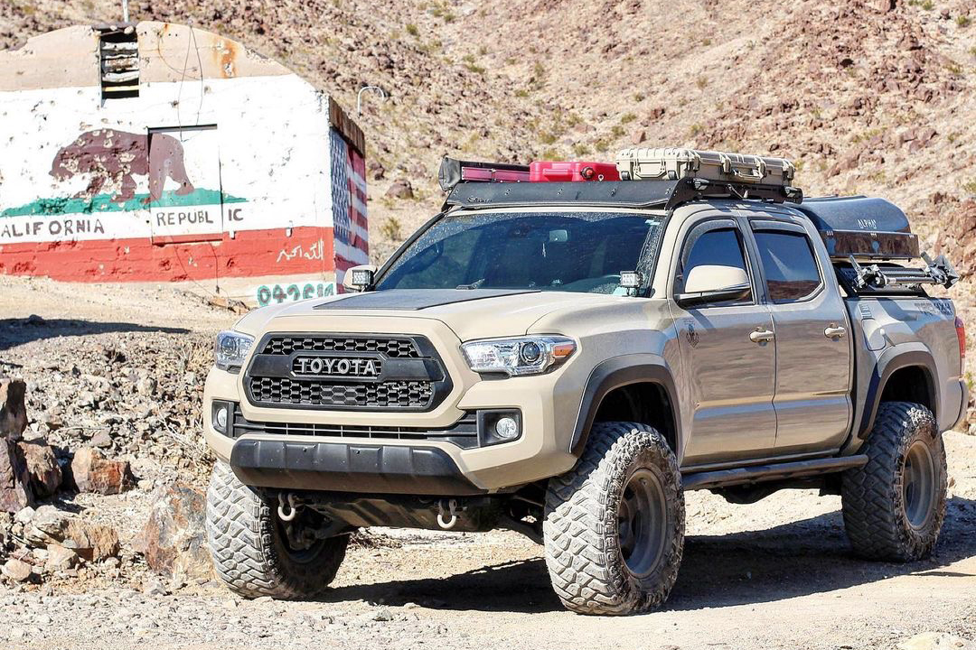 Quicksand 3rd Gen Tacoma With Solar Hood Panel & Stealth Custom Series F5 Wheels