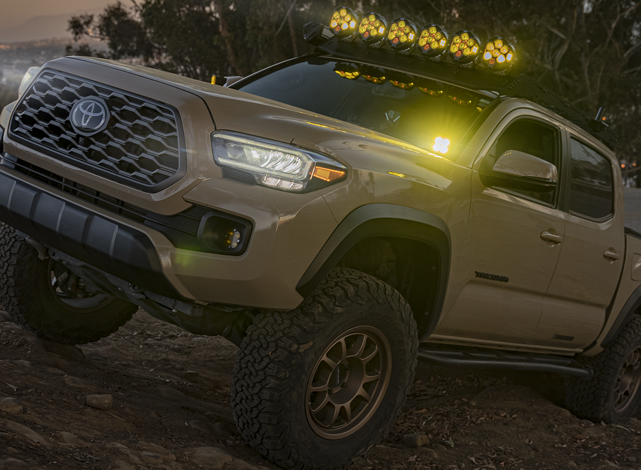 Quicksand 3rd Gen Tacoma With Method 702 Bronze Wheels & Baja Designs LP6 Ligh Bar