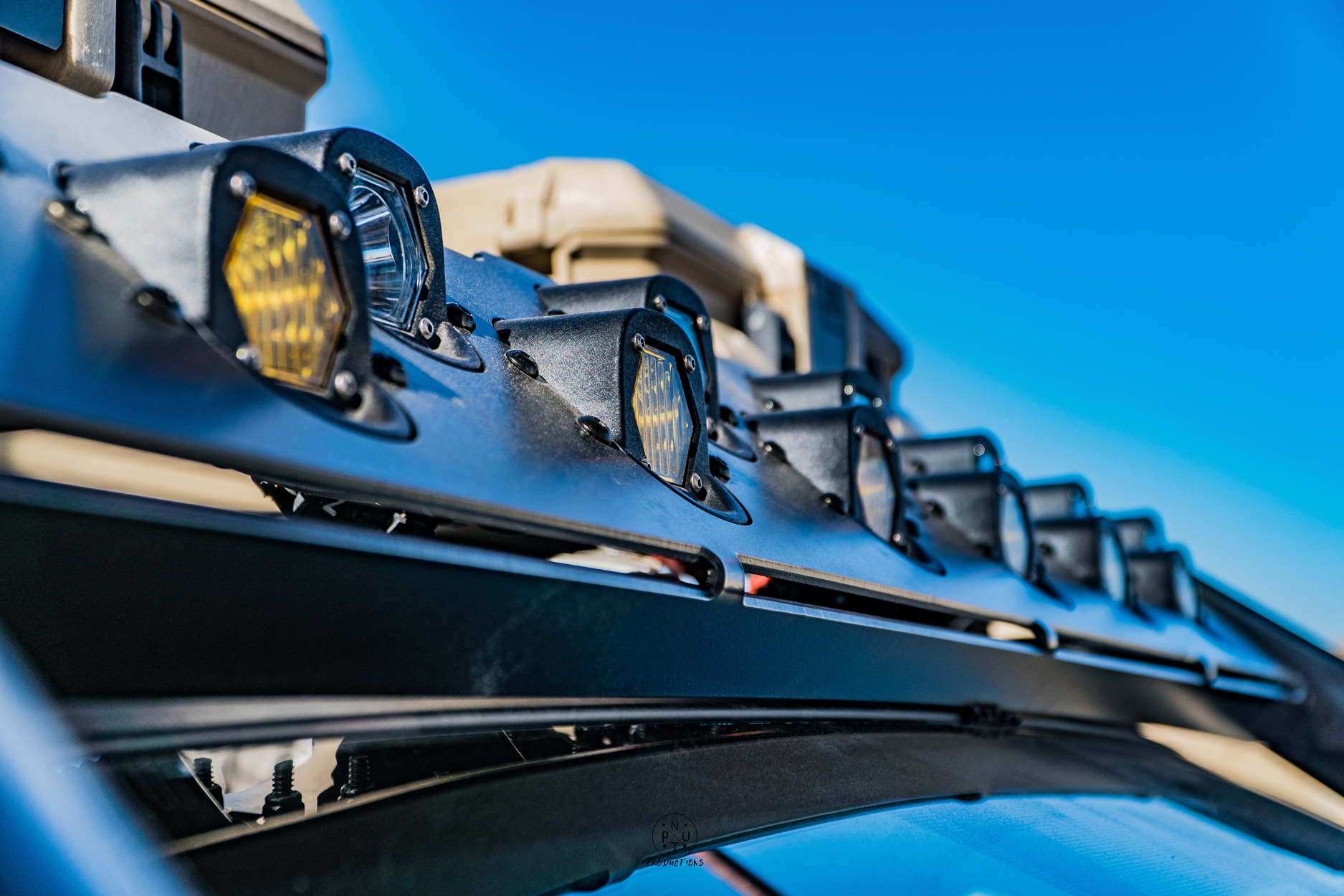 MESO Customs UpTop Overland Roof Rack with Baja Lights on Fairing (Very Custom Lighting Setup)