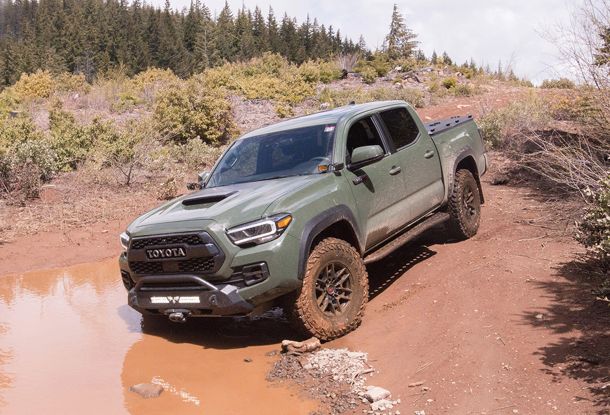 Army Green TRD Pro Tacoma with Victory 4x4 Blitz Bumper w/ Warn Winch