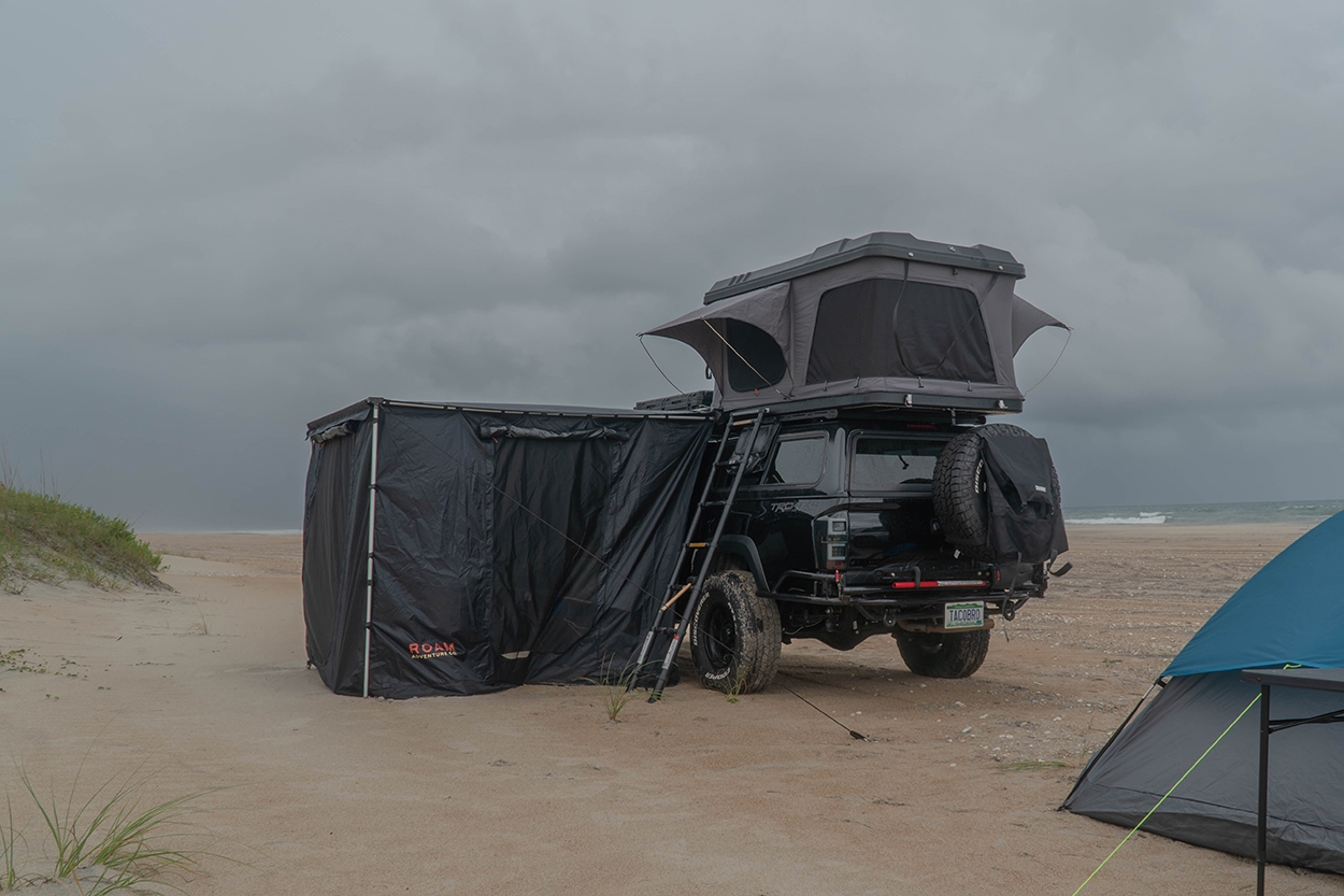 Black Tacoma w/ Grey RTT & ROAM Awning + Annex