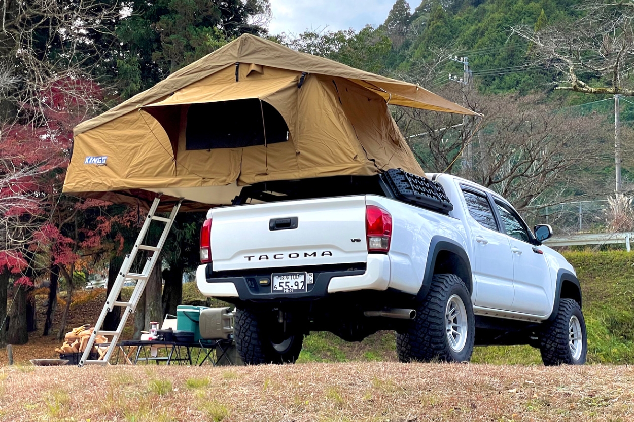 Adventure Kings Rooftop Tent On 3rd Gen Toyota Tacoma Bed Rack